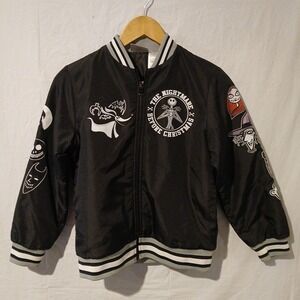 Boys 10/12 Black & White Nightmare Before Christmas Bomber Jacket Zip Front Coat